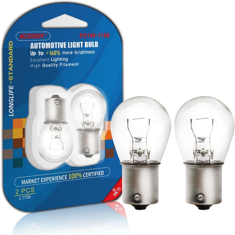 ALKOREY 1156 P21w Light Bulbs,Automotive Brake Light Replacement for Cars,2700K Taillight Turn Signal Light,Stop and Tail Lights,12V 21W Ba15s,2 Pack - Image 1